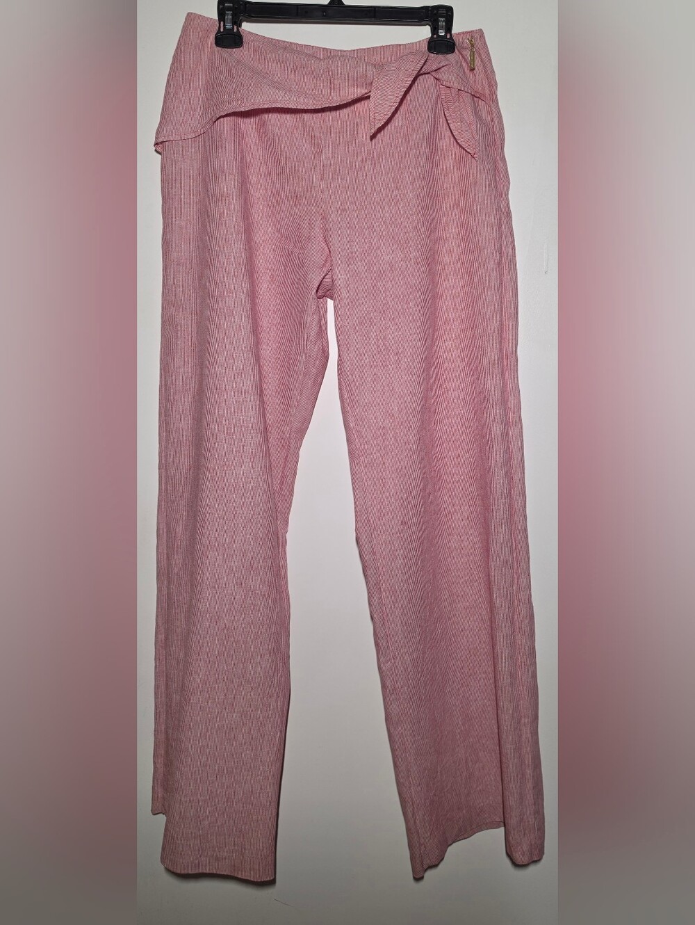 Michael Kors Red Gingham Tie-Waist Wide-Leg Pants